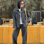 Black Strass Denim Set