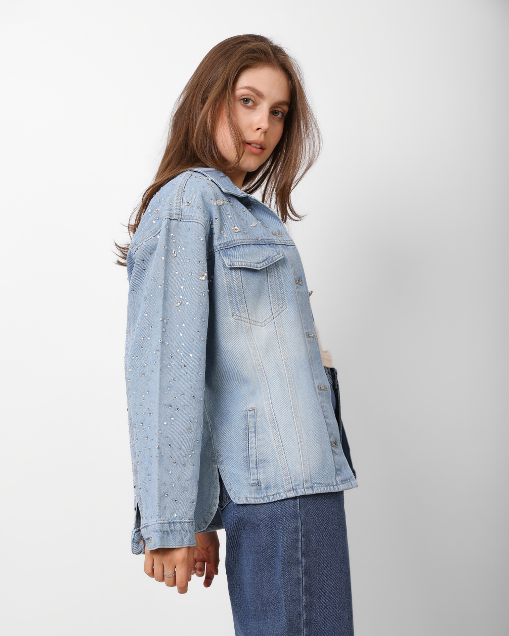 LAILA Silver Strass Denim Jacket