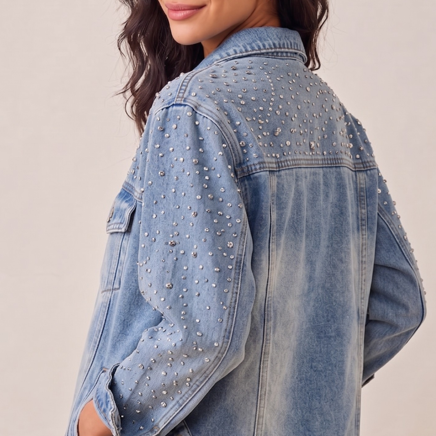 LAILA Silver Strass Denim Jacket
