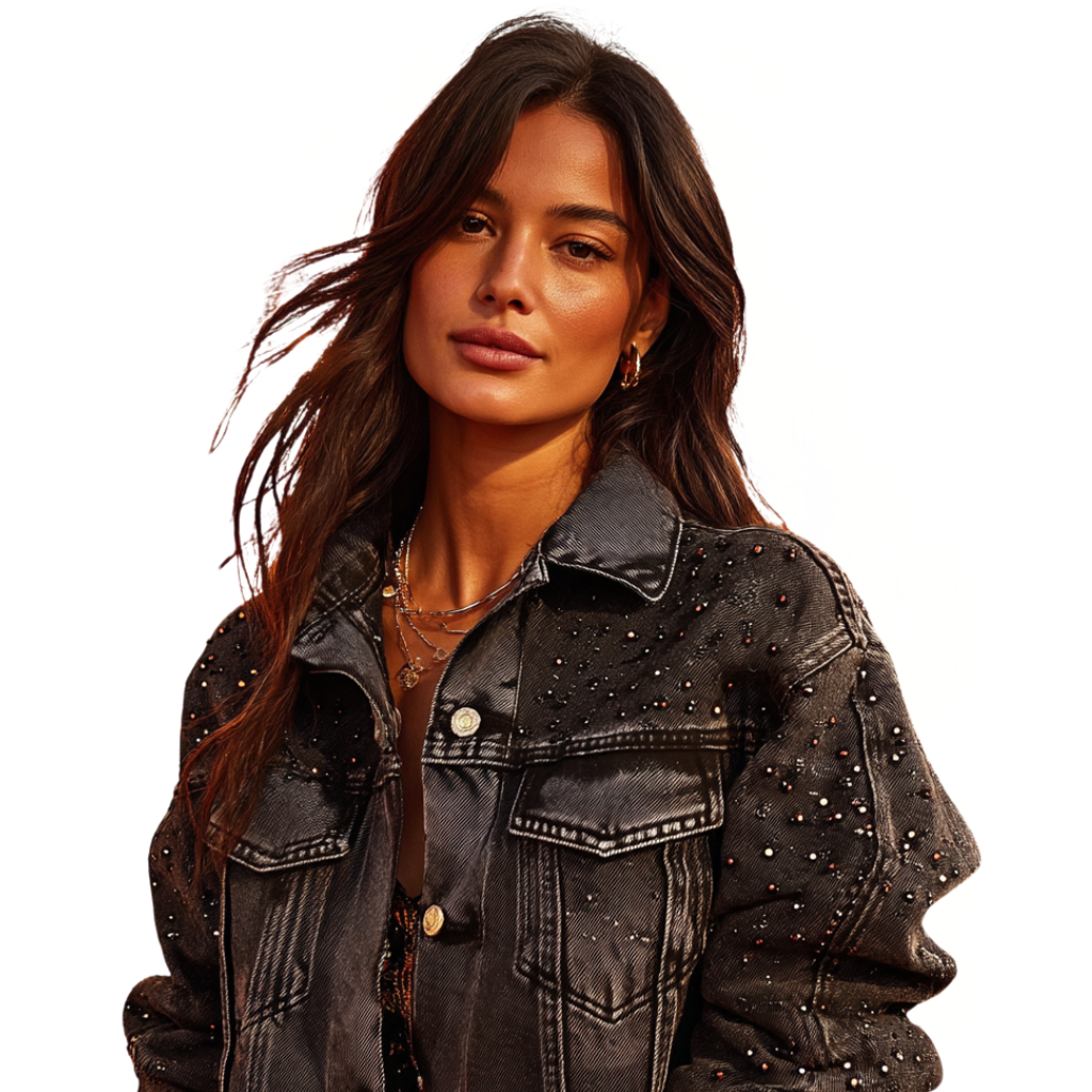 LAILA Black Strass Denim Jacket