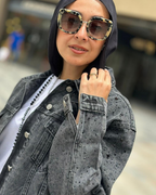 LAILA Black Strass Denim Jacket
