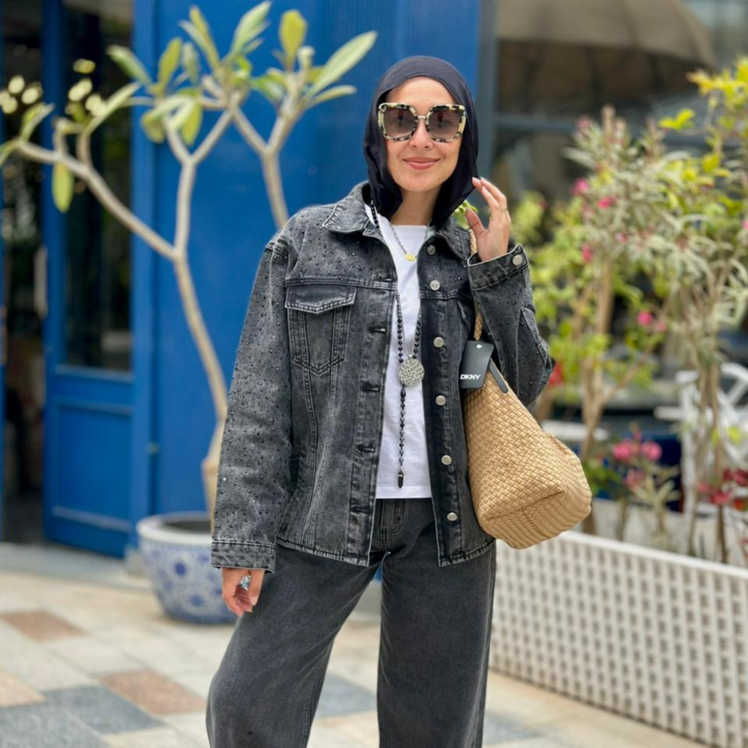 Black Strass Denim Set