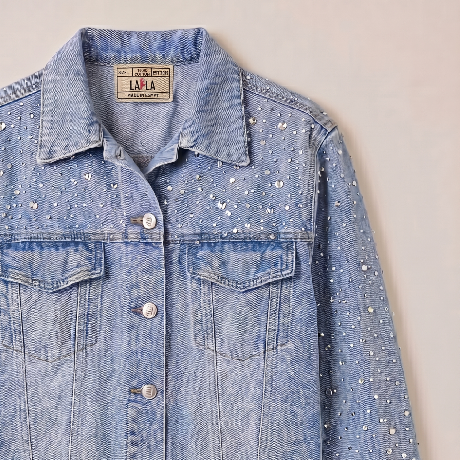 LAILA Silver Strass Denim Jacket