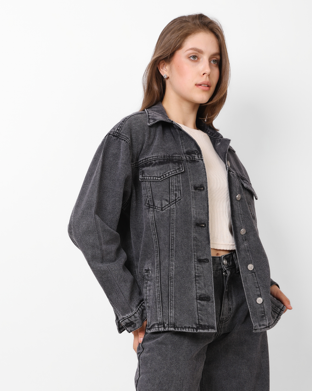 LAILA Grey Denim Jacket