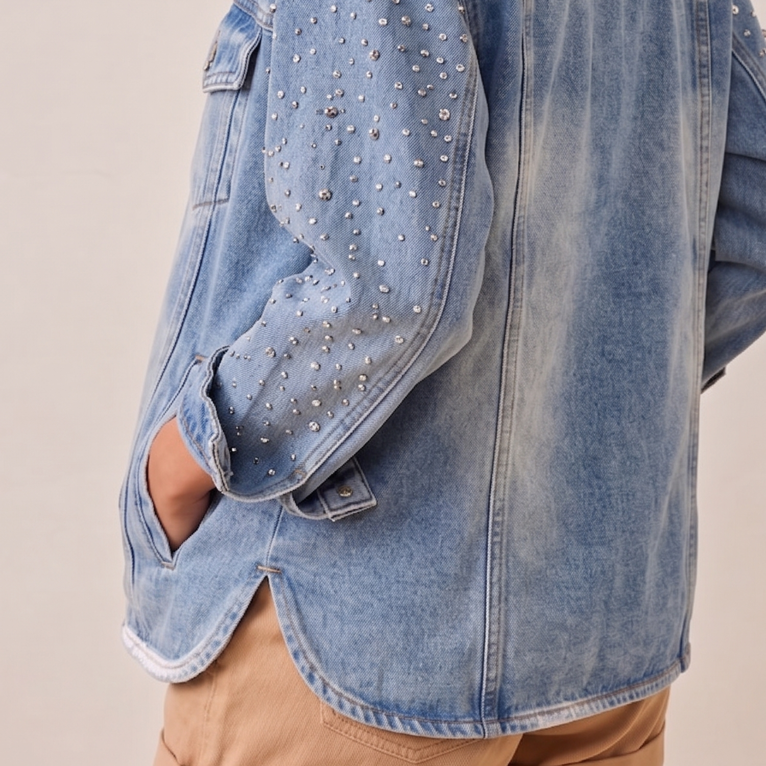 LAILA Silver Strass Denim Jacket