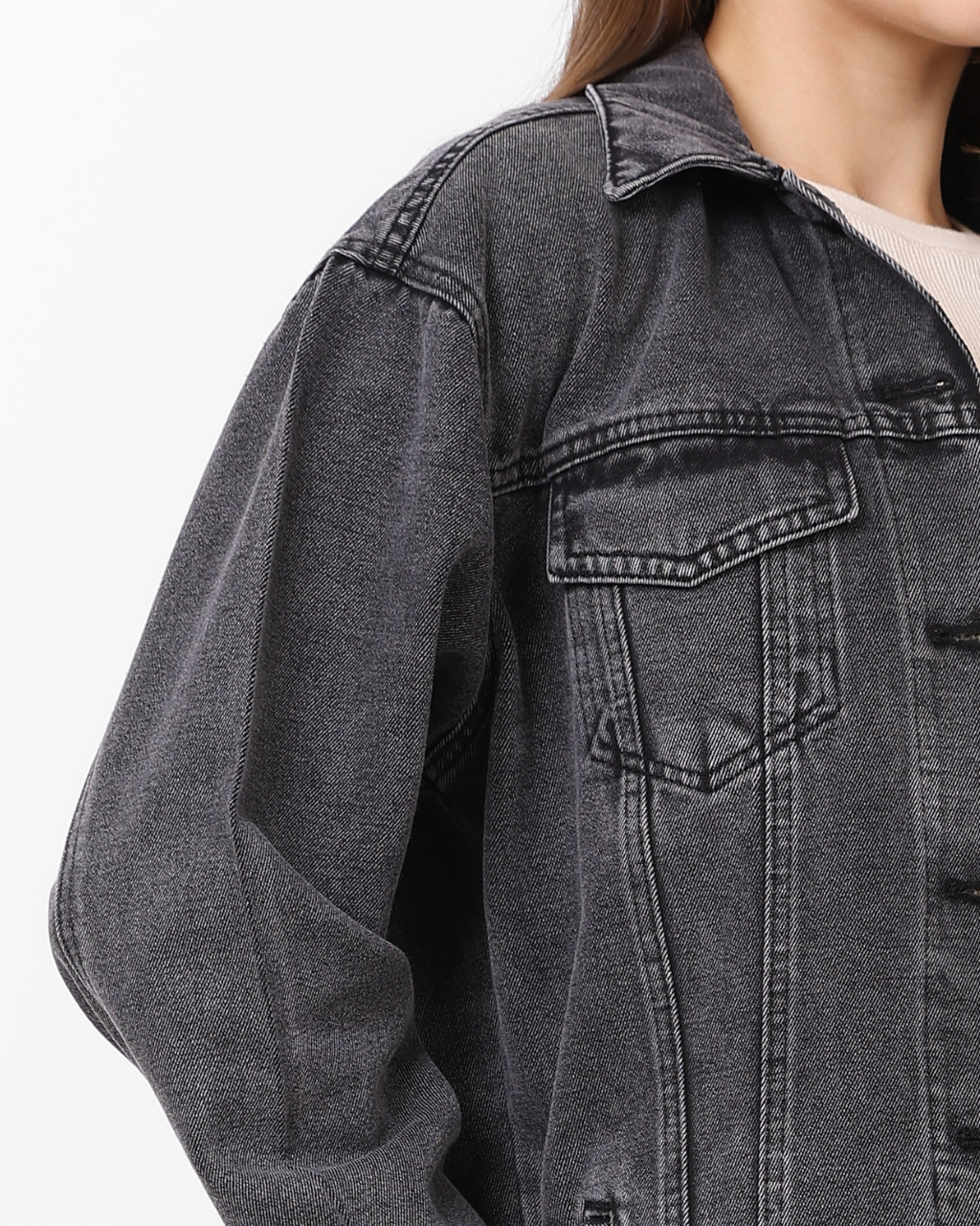 LAILA Grey Denim Jacket