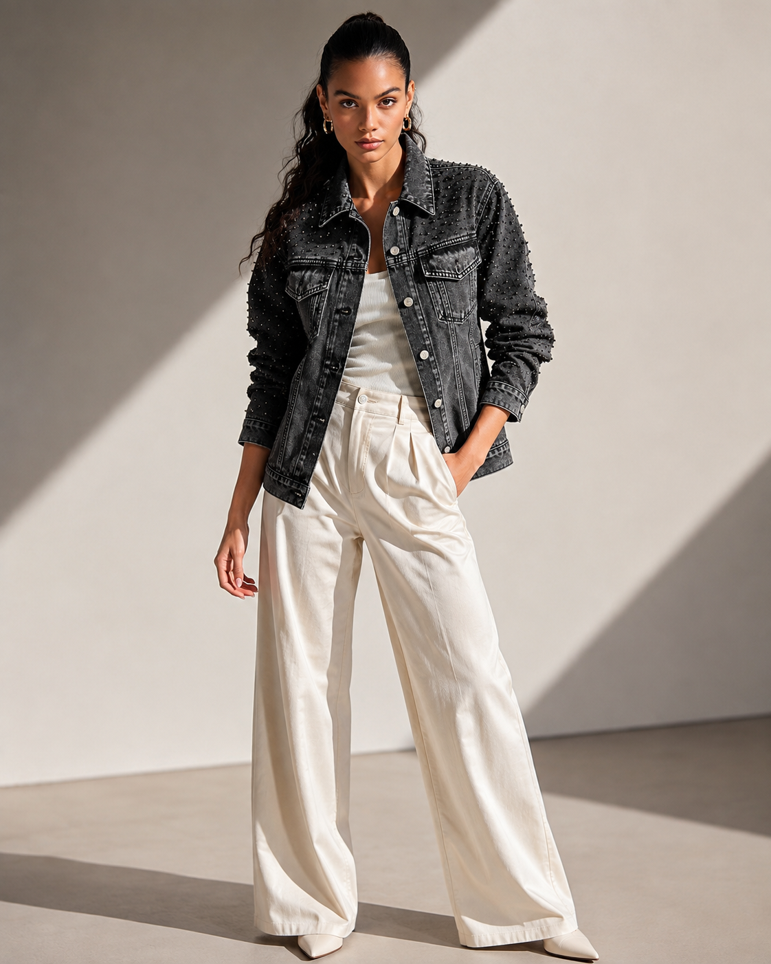 LAILA Black Strass Denim Jacket