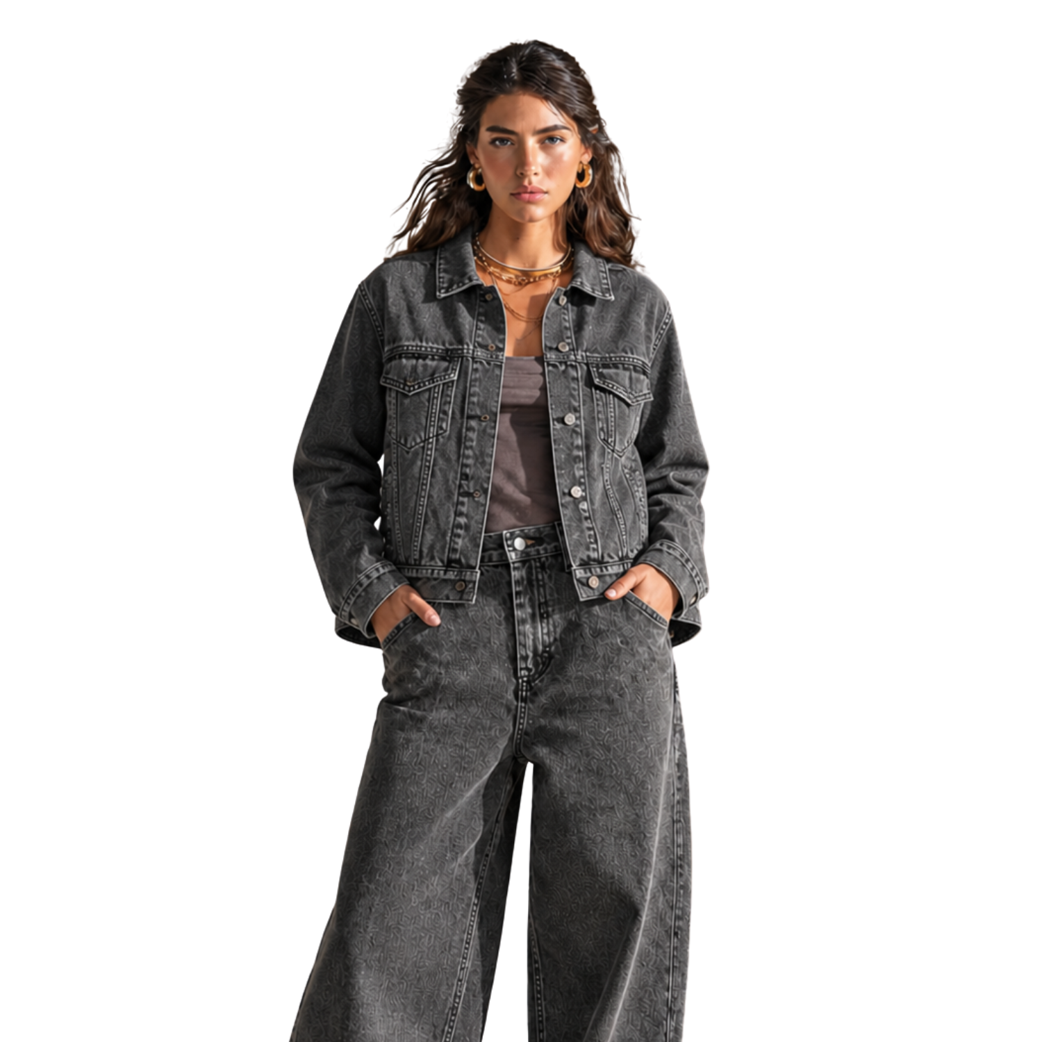 LAILA Grey Denim Set