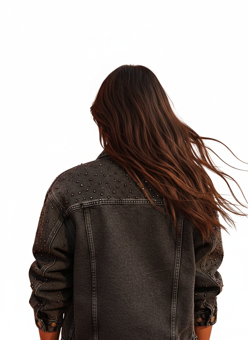 LAILA Black Strass Denim Jacket