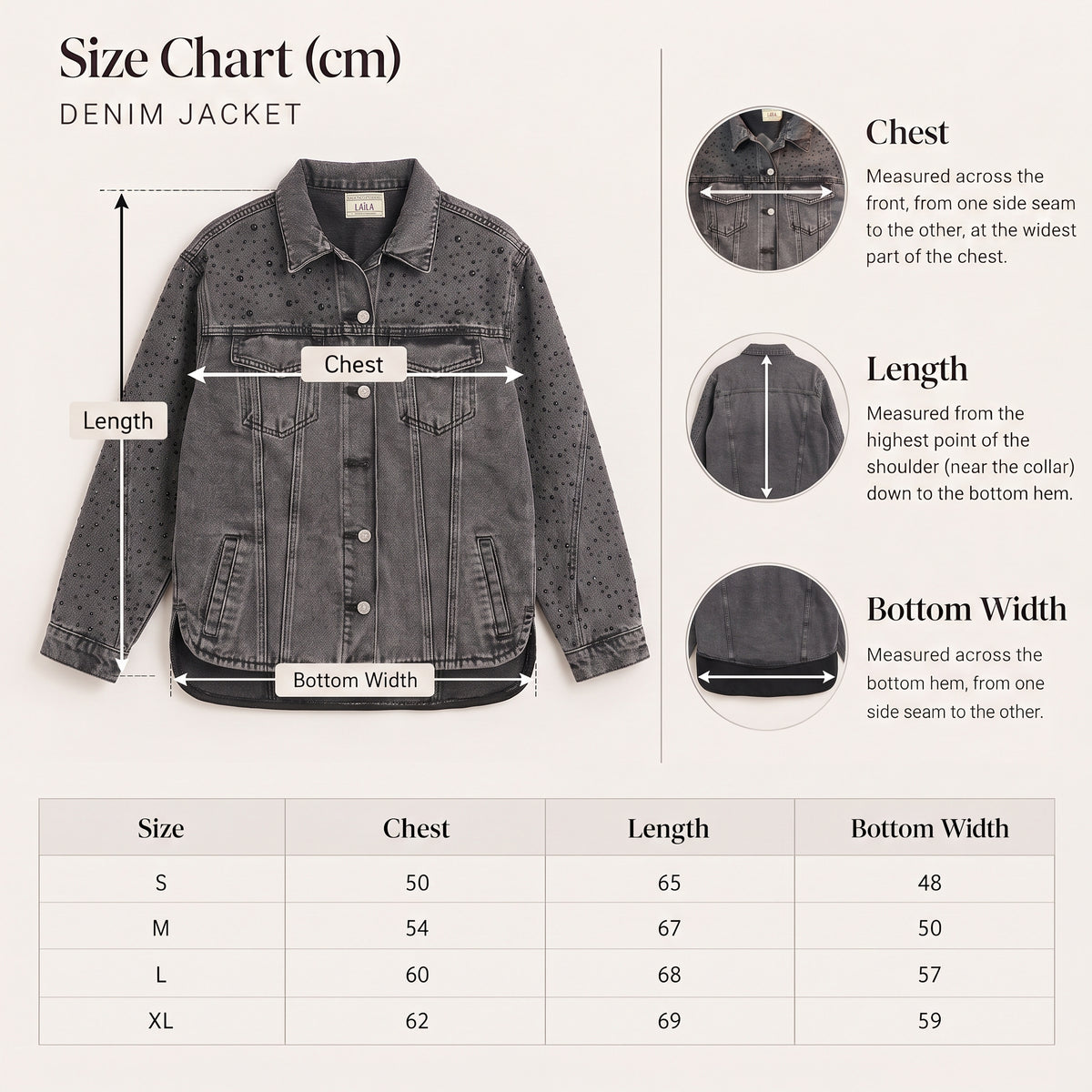 LAILA Grey Denim Jacket