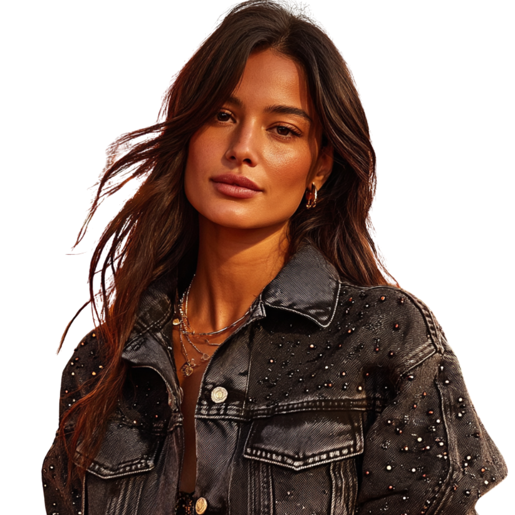 LAILA Black Strass Denim Jacket