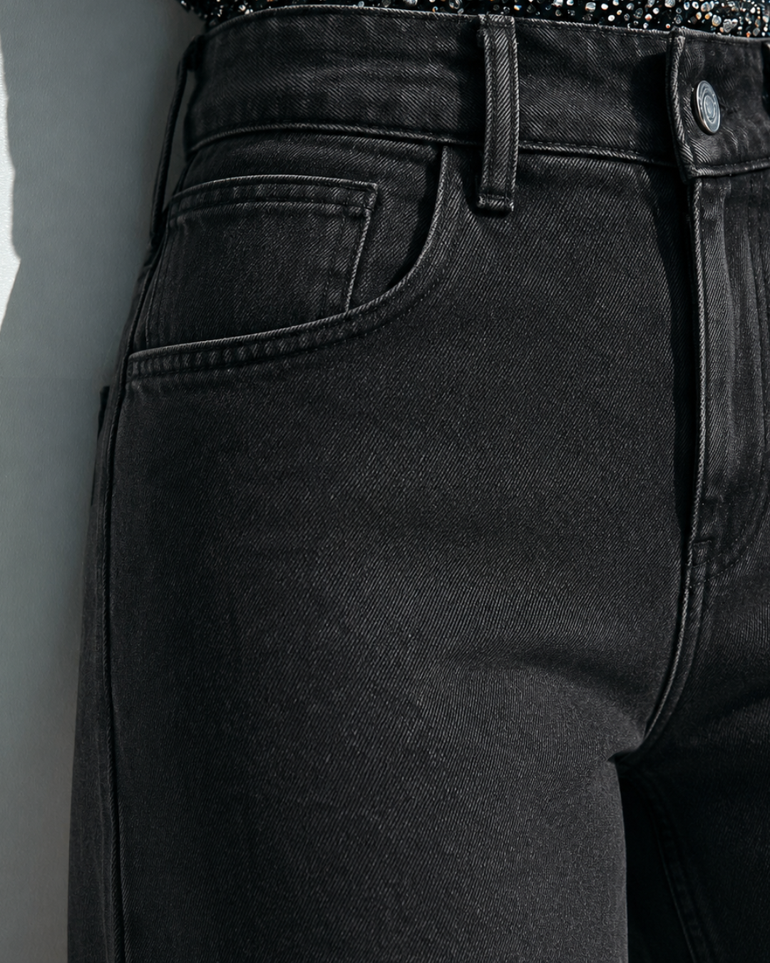 LAILA Silver Strass Wide-Leg Tall Denim Pants