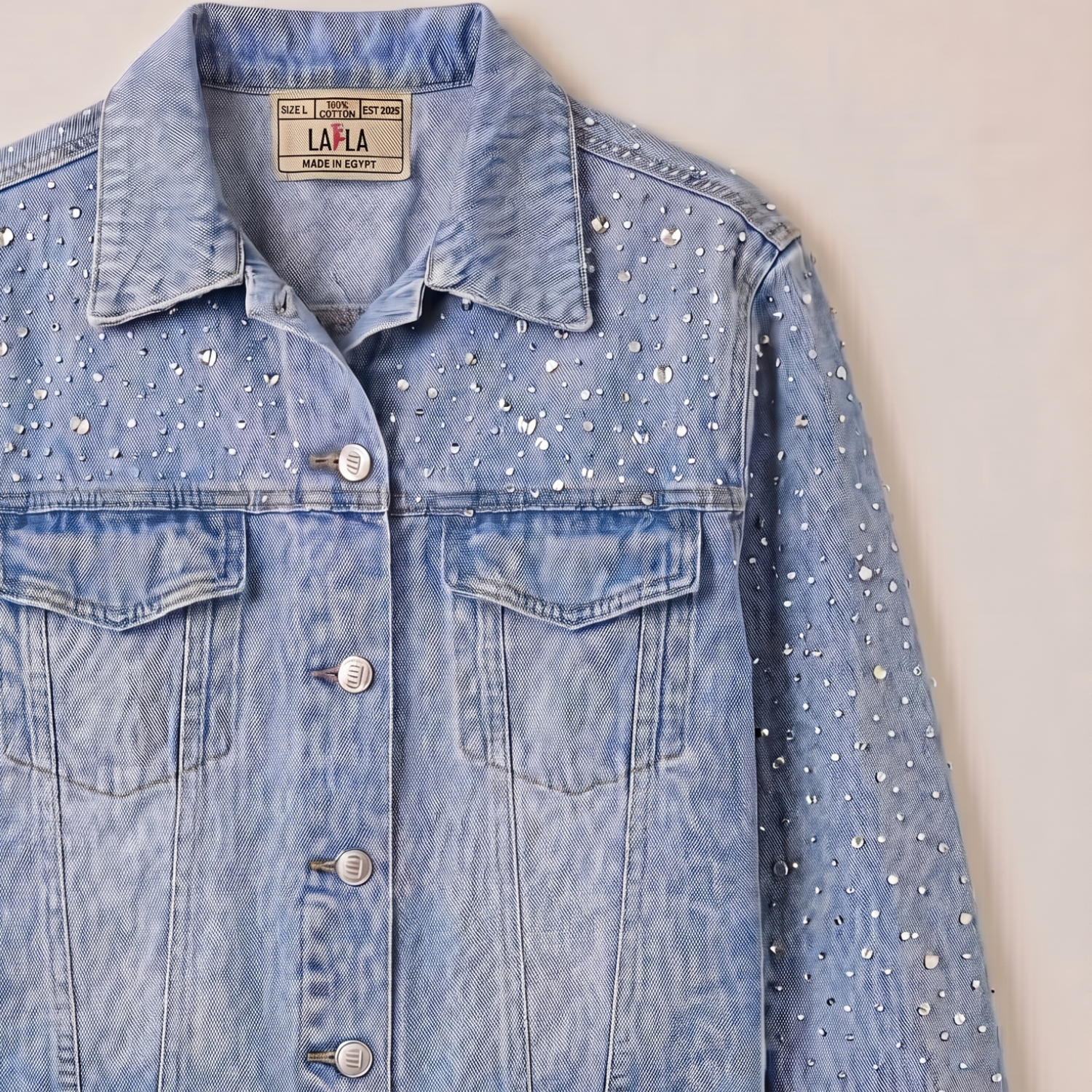 LAILA Silver Strass Denim Jacket
