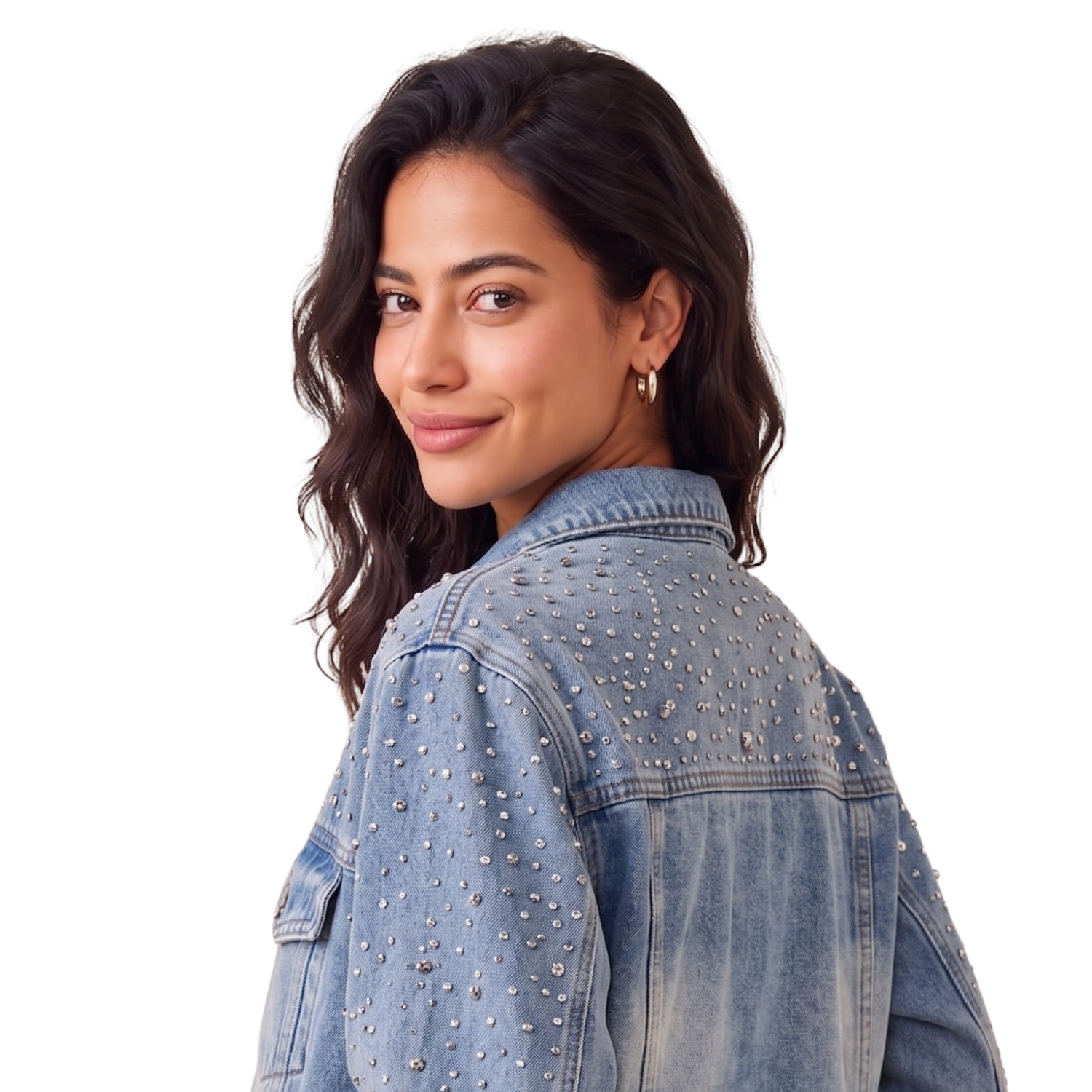 LAILA Silver Strass Denim Jacket