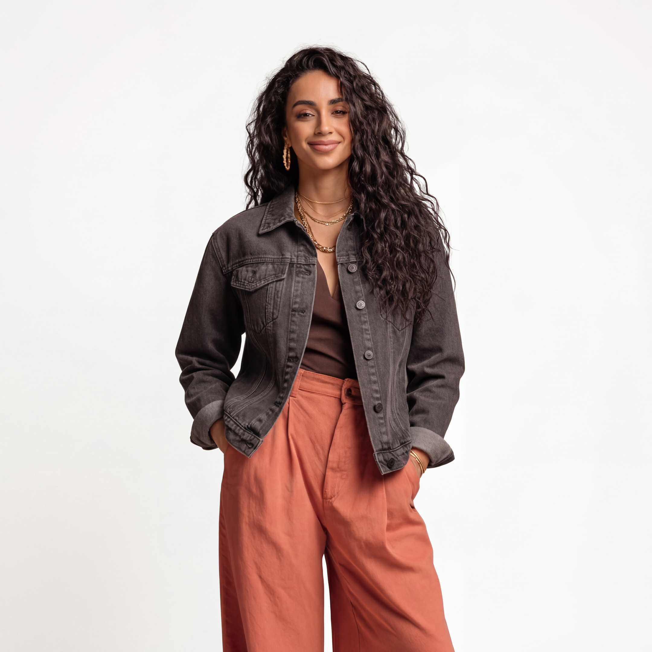 LAILA Washed Grey Denim Jacket