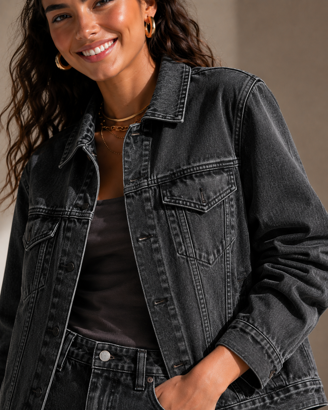 LAILA Grey Denim Set