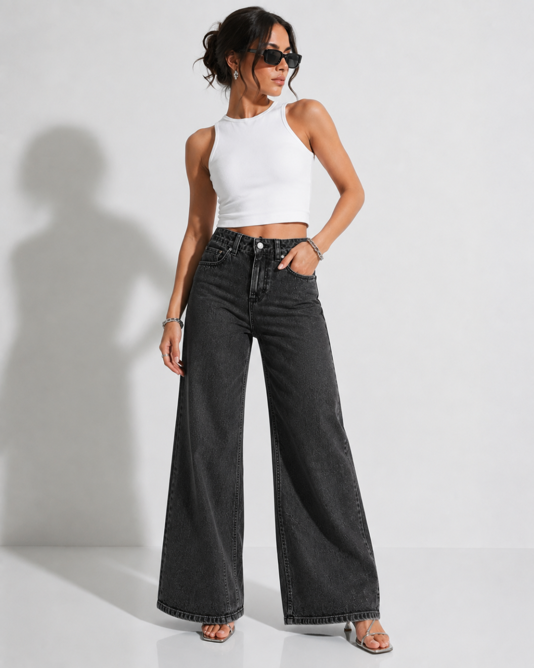 LAILA Essential Wide-Leg Tall Denim Pants
