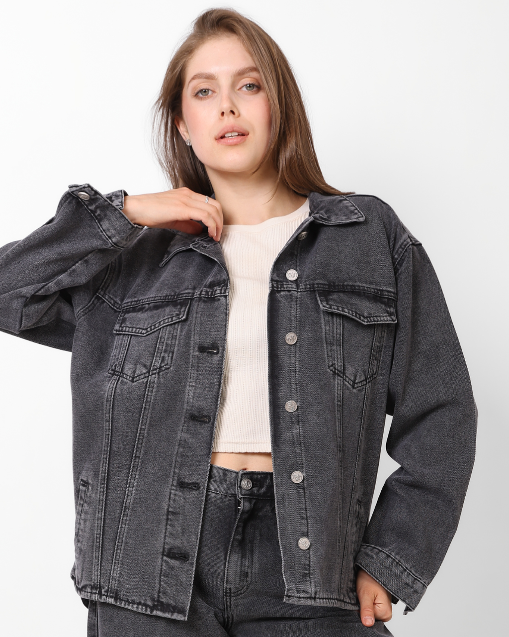 LAILA Grey Denim Jacket