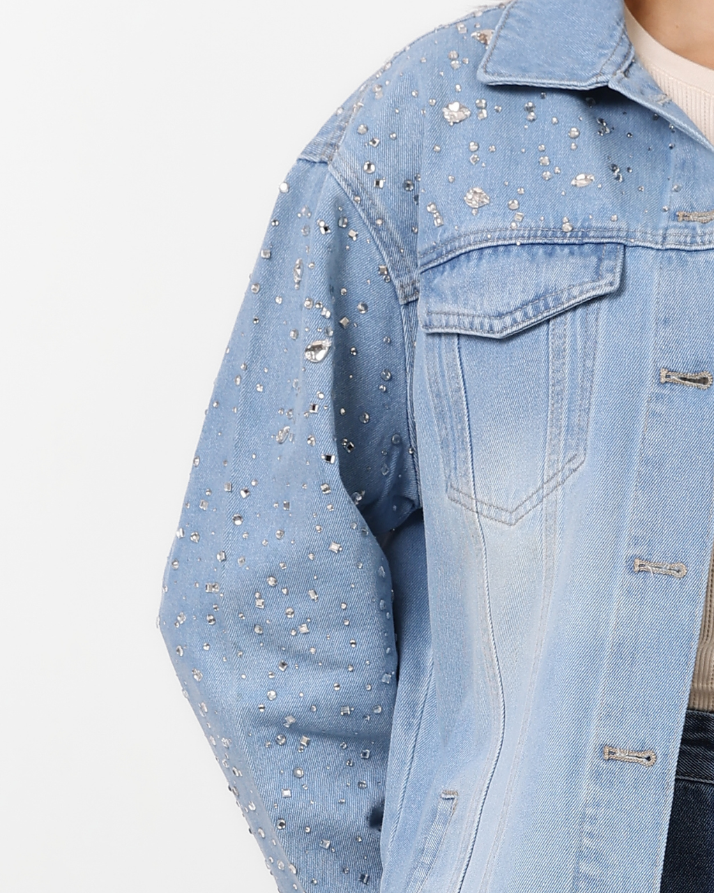 LAILA Silver Strass Denim Jacket