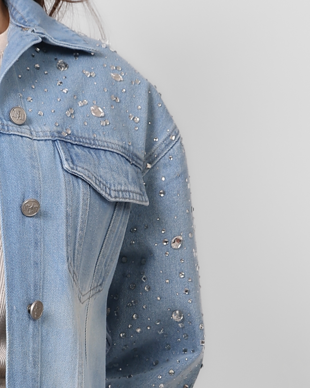 LAILA Silver Strass Denim Jacket