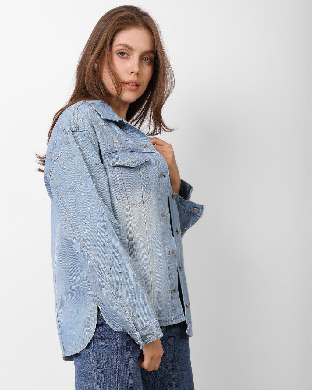 LAILA Silver Strass Denim Jacket