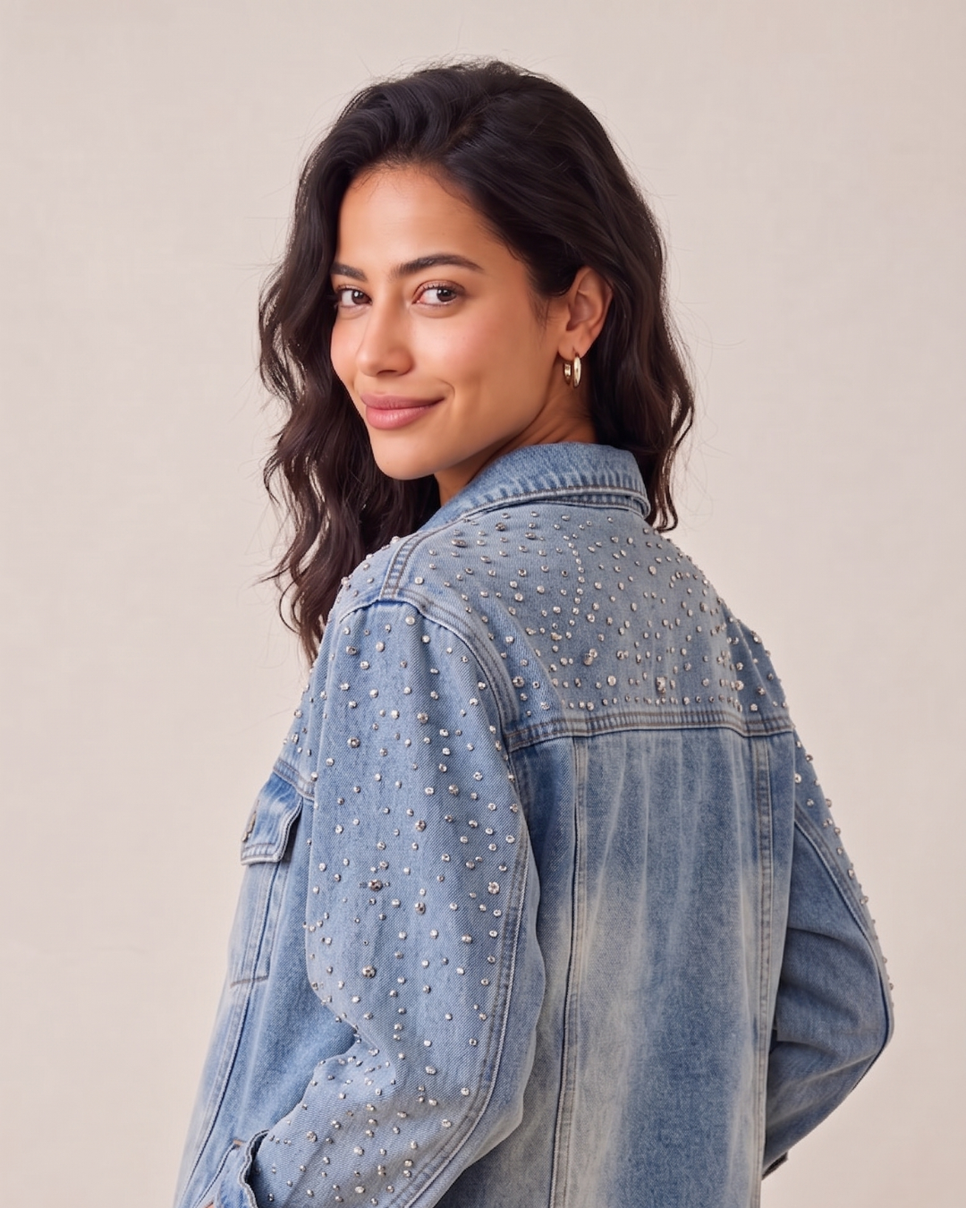 LAILA Silver Strass Denim Jacket